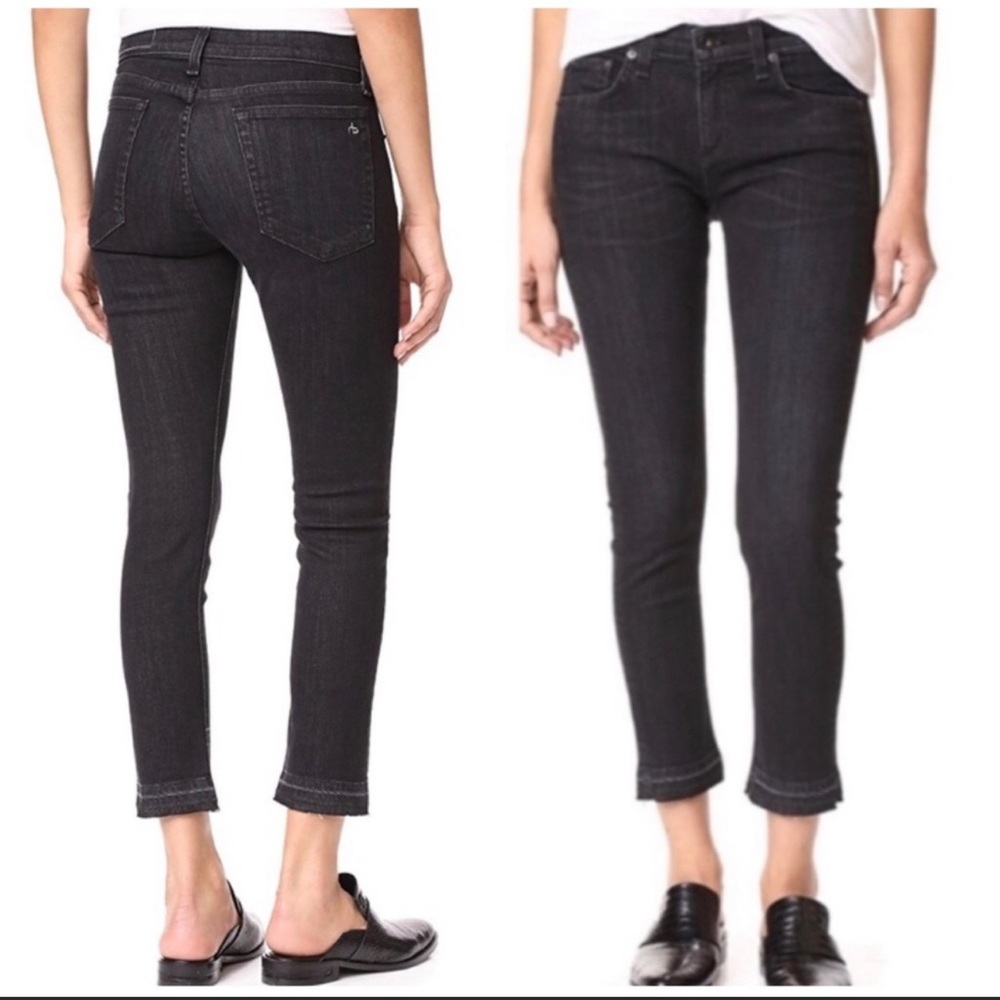 Rag & Bone Dre Capri Released Raw Hem Jeans in Concrete  Black Wash 24  - E